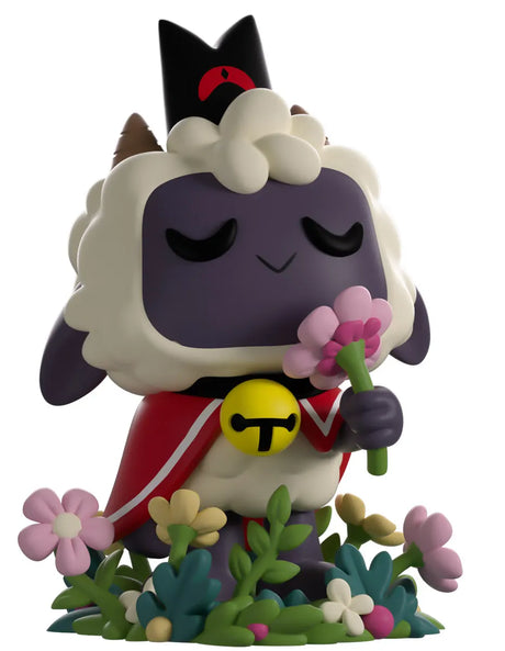 Spring Lamb Cult of the Lamb Youtooz vinyl figure front view holding flower