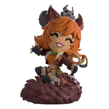 Squirrel Girl Youtooz vinyl figure front view holding slingshot with Tippy-Toe on her head.