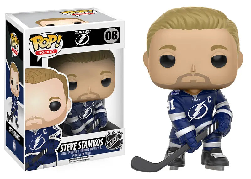 Steven Stamkos Funko Pop #08 displayed with original Tampa Bay Lightning box.