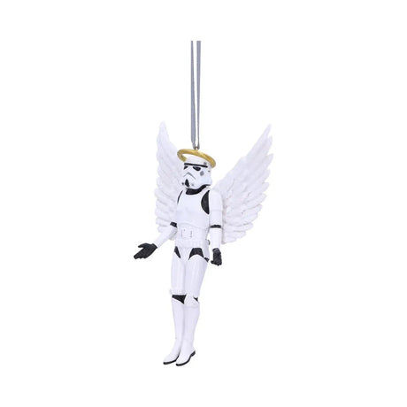 Angled view of Stormtrooper angel hanging ornament