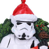 Close-up of Stormtrooper wearing a Santa hat