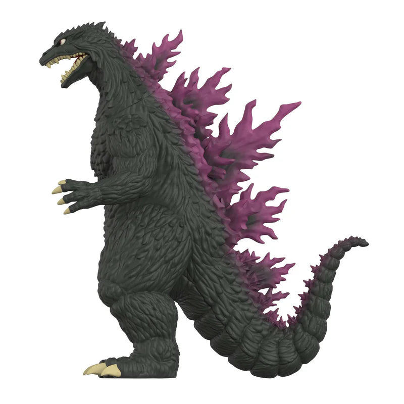 Godzilla 2000 Toho ReAction Figure side profile with purple dorsal plates.