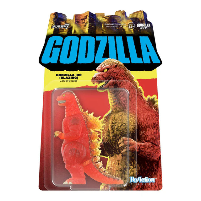 Godzilla 1989 (Blazing) Toho ReAction Figure retro blister packaging front.