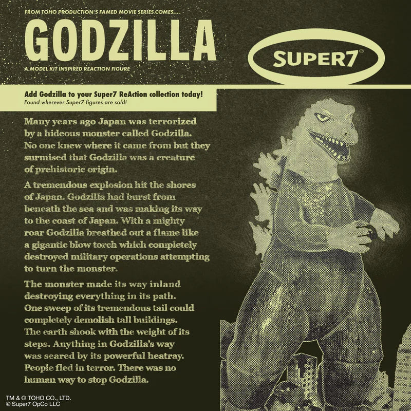 Godzilla Model Kit (Glow) Toho ReAction Figure package back.