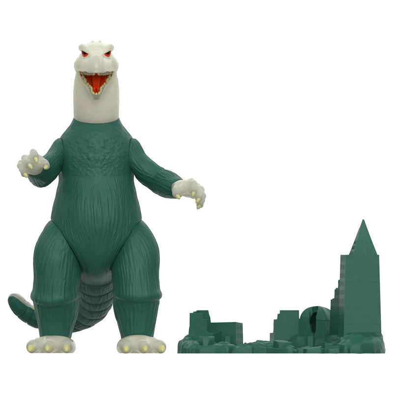 Godzilla Model Kit (Glow) Toho ReAction Figure front view with city display base.