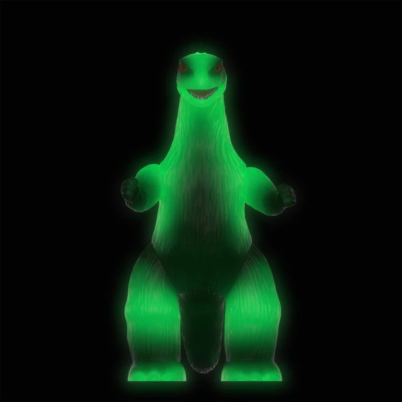 Marusan L-Tail (Glow) Godzilla Toho ReAction Figure glowing in the dark.