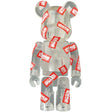 The Black Eye Patch Pattern 100% Bearbrick Series 39 transparent figure with red logo design