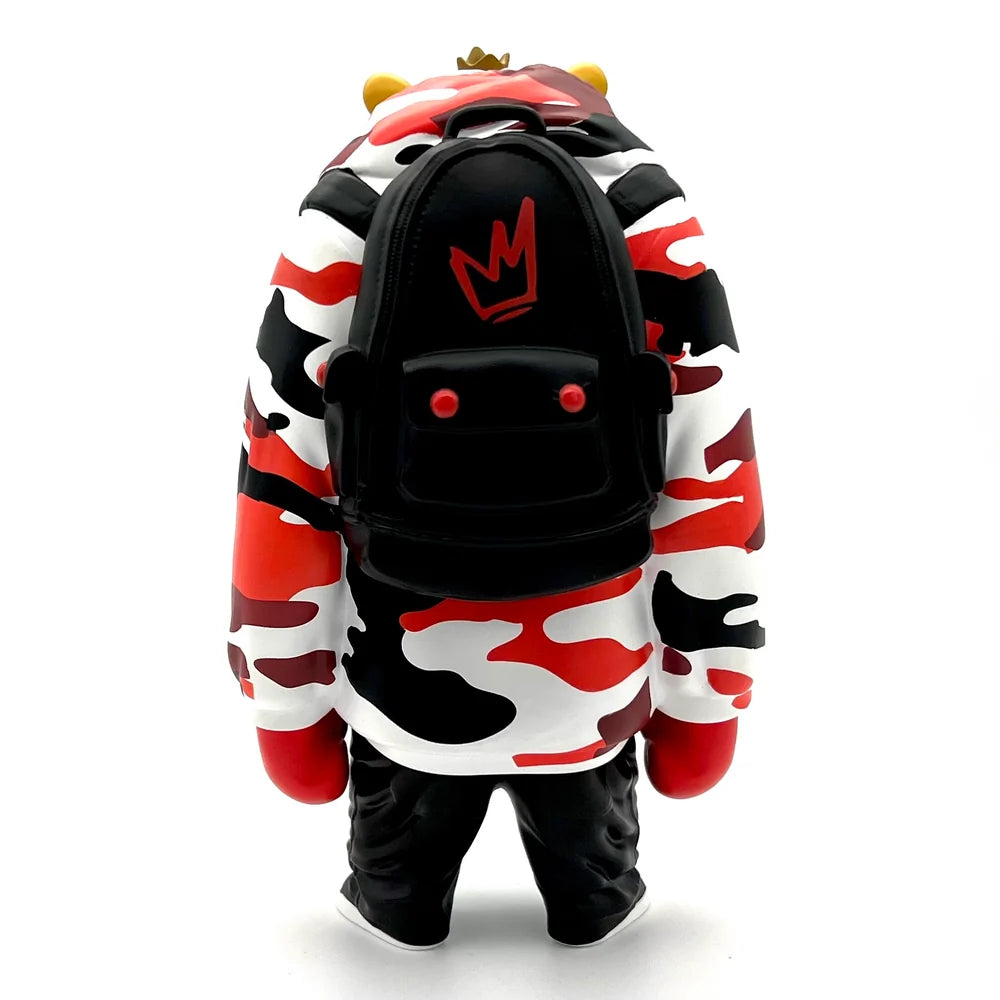 The Kub Champ Red Camo UVD Toys vinyl figure rear view with backpack