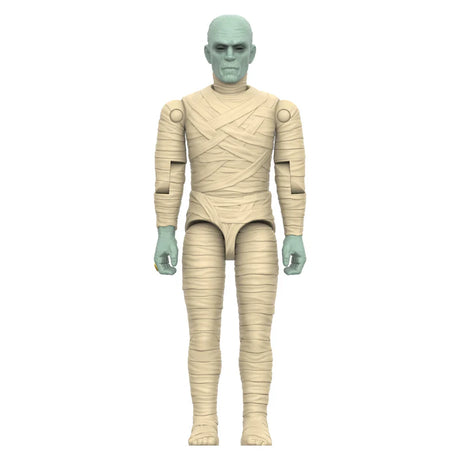 The Mummy ReAction+ action figure by Super7 featuring classic wrapped bandages, movie-inspired sculpt, and vintage styling.