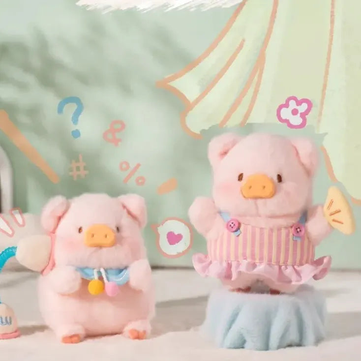 LuLu The Piggy plush characters featuring toy phone and dress-up themed designs from the Come & Play Series