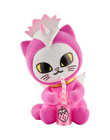 tokidoki cherry blossom cat pink flocked figure drinking strawberry drink