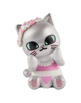 tokidoki cherry blossom cat silver figure with floral headband