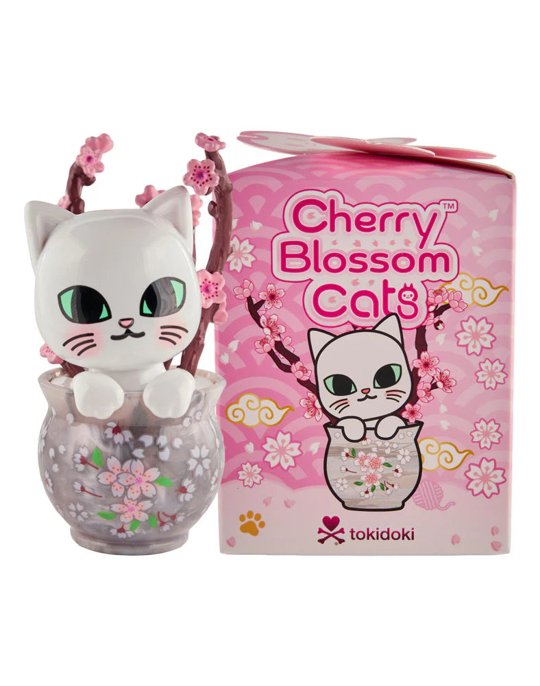 tokidoki cherry blossom cats blind box packaging with figure