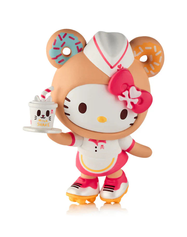 tokidoki hello kitty fast food figure holding milkshake with donut head