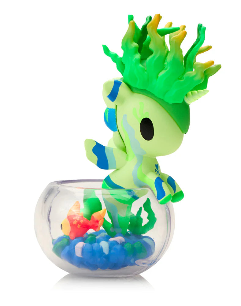 Tokidoki Mermicorno Neon Reef series – green seaweed inspired collectible vinyl toy