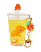 tokidoki Beverage Besties Orange Pop Unicorno keychain with orange drink and fruit charm