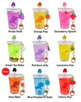 tokidoki Beverage Besties Unicorno complete collection showing 9 drink-themed keychains