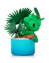 Tokidoki Botanical Harmony Unicorno tropical plant figure in blue textured planter