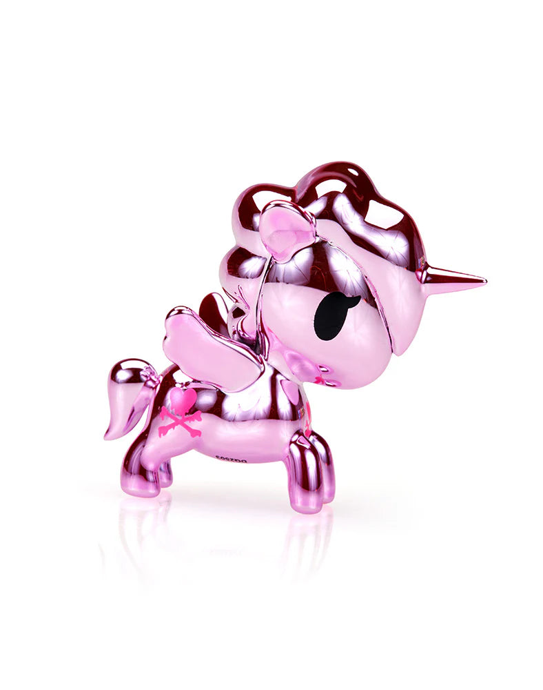 Cotton Candy Chrome Unicorno Lite figure with shiny metallic finish