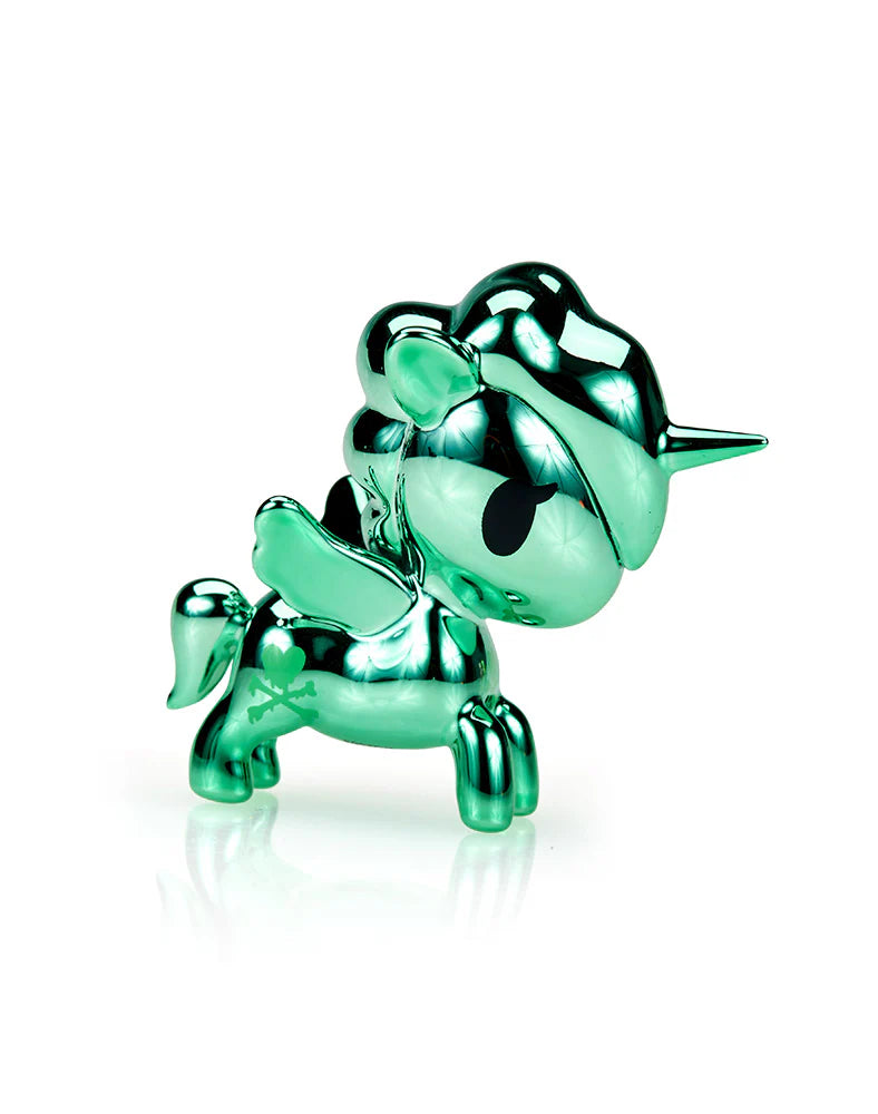 Teal Chrome Unicorno Lite collectible art toy from tokidoki blind box