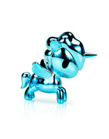Unicorno Lite Liquid Chrome blind box figurine in blue chrome finish by tokidoki