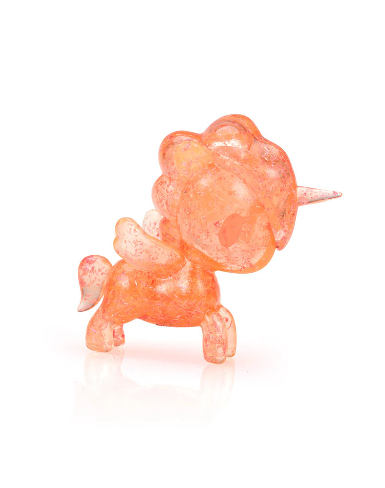 Orange translucent Unicorno Lite Shimmer Glitter figure with glitter details