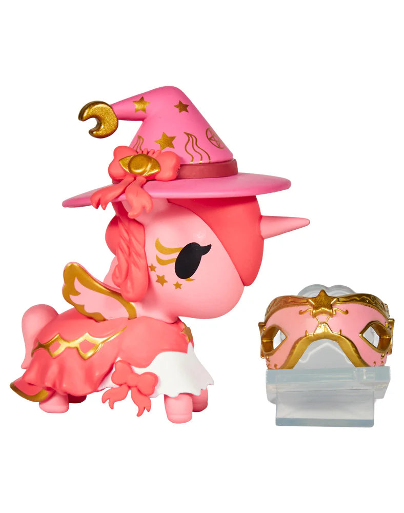 tokidoki Unicorno Belladonna metallic silver and purple figure with gold mask