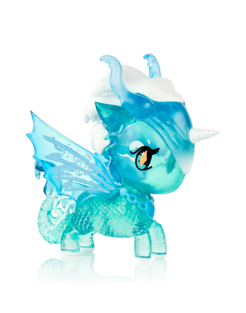 Tokidoki Mystical Dragon Unicorno Aquatic Dragon vinyl figure with blue transparent finish