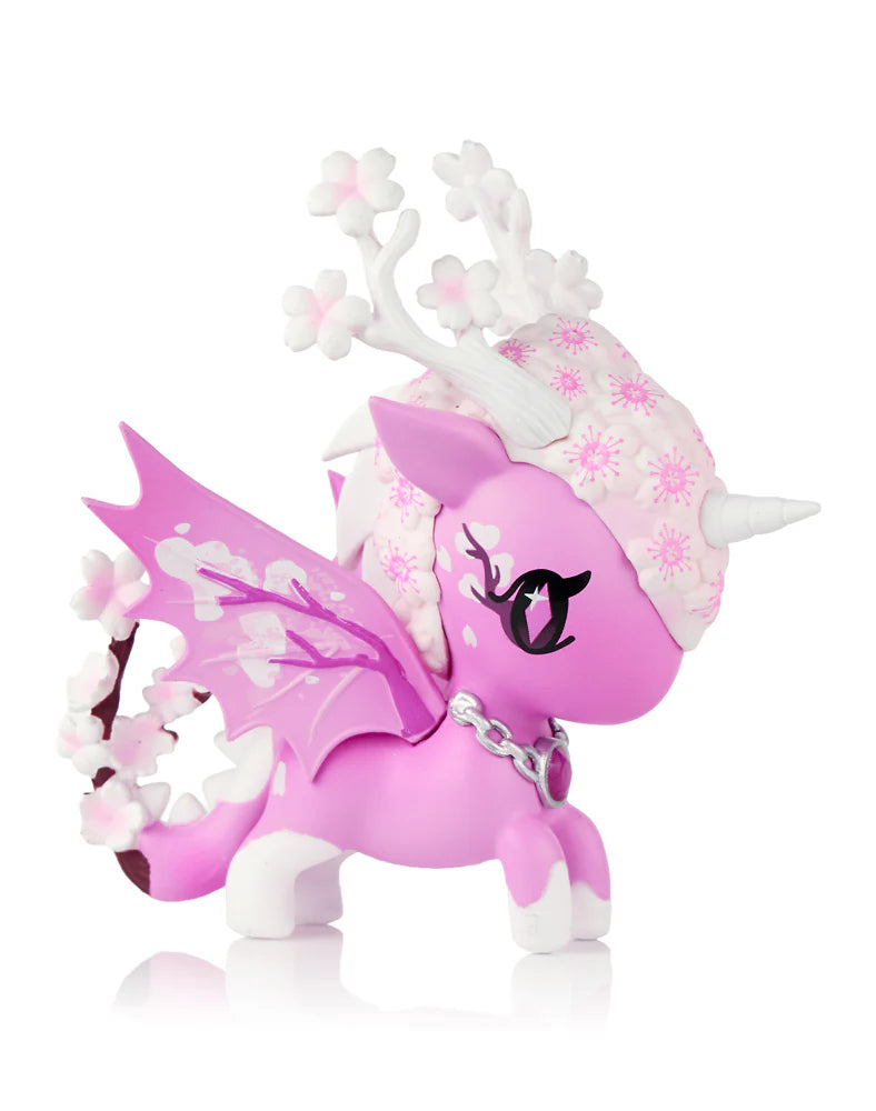 Tokidoki Mystical Dragon Unicorno Cherry Blossom Dragon figure with pink floral theme