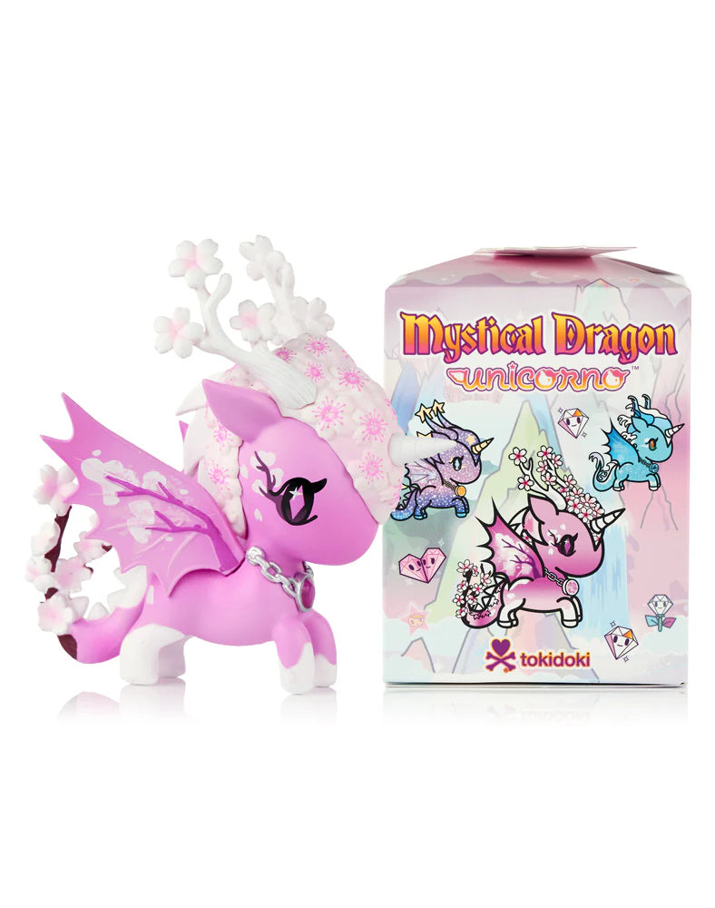 Mystical Dragon Unicorno Blind Box series lineup showing multiple dragon unicorn figures