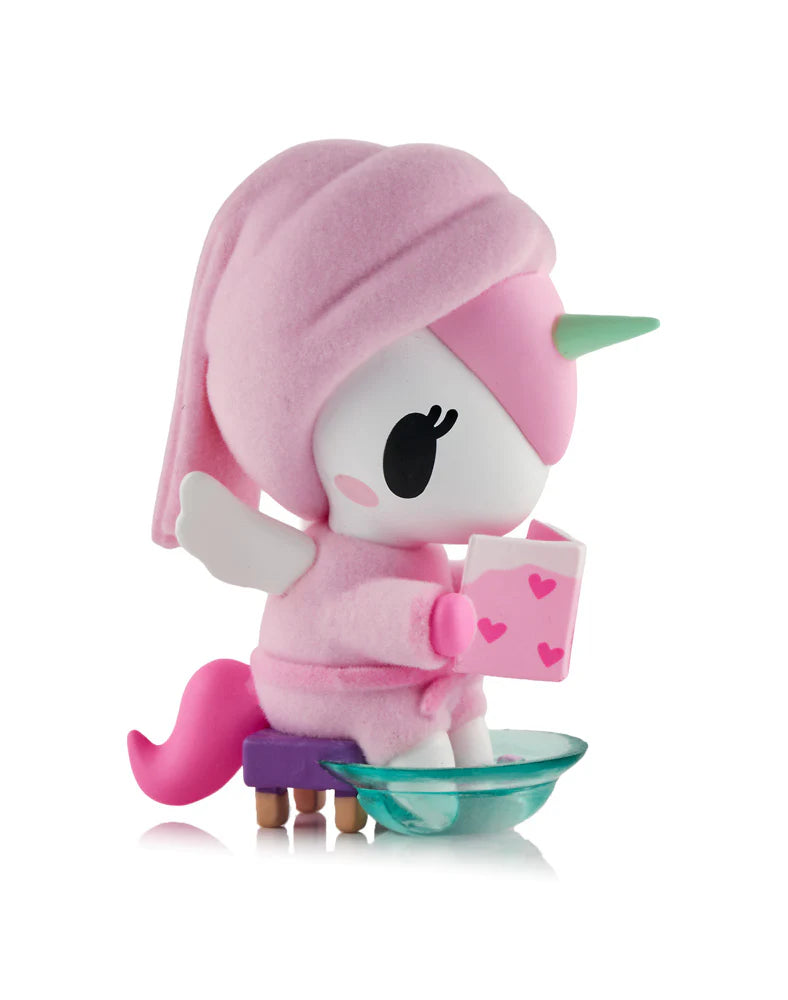 Spa Day Unicorno reading book in cozy robe tokidoki collectible