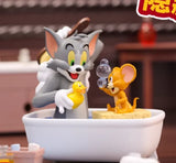 Tom and Jerry playing with bubbles in a bathtub in Best Friend's Day blind box collectible figure