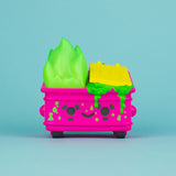 Toxic Waste Chemical Pink Edition Dumpster Fire vinyl figure front view with green glow flame