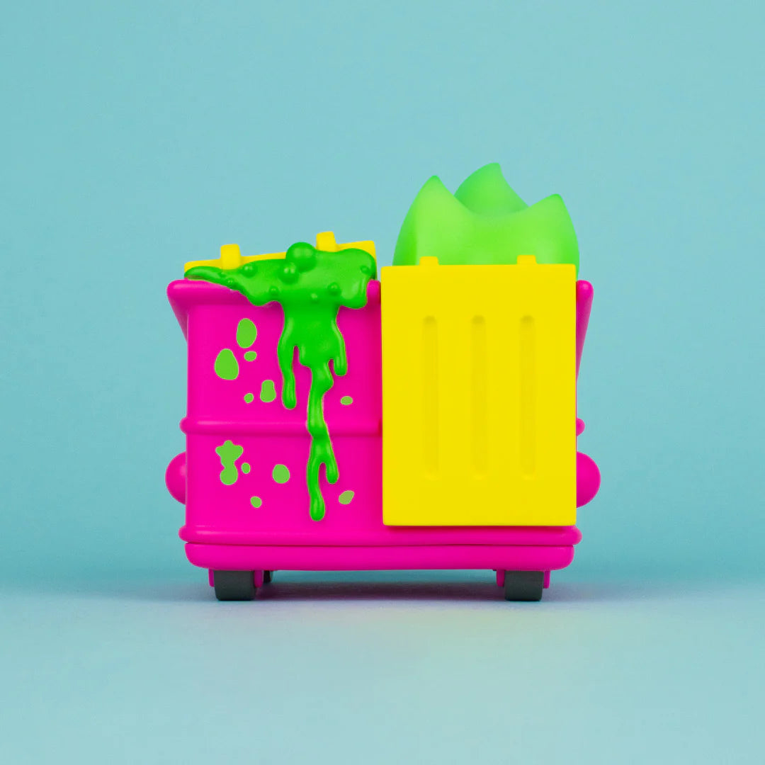 Rear side view of Toxic Waste Chemical Pink Dumpster Fire figure