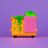 Back view of Radioactive Orange Dumpster Fire vinyl collectible