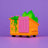 Opposite side view of Toxic Waste Dumpster Fire vinyl figure orange edition