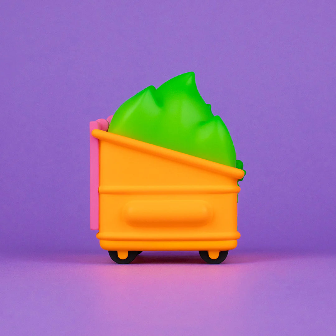 Close side angle showing dripping green sludge on Radioactive Orange Dumpster Fire figure