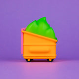 Close side angle showing dripping green sludge on Radioactive Orange Dumpster Fire figure