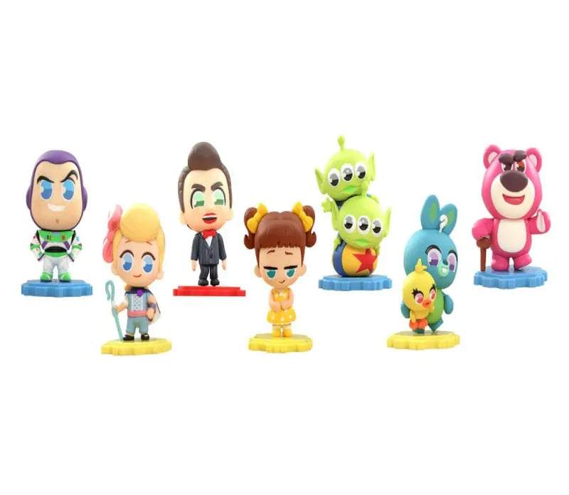 Toy Story Cosbi blind box bobble-head figures featuring Buzz Lightyear, Woody, Lotso, and Alien