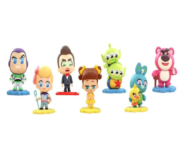 Toy Story Cosbi blind box bobble-head figures featuring Buzz Lightyear, Woody, Lotso, and Alien