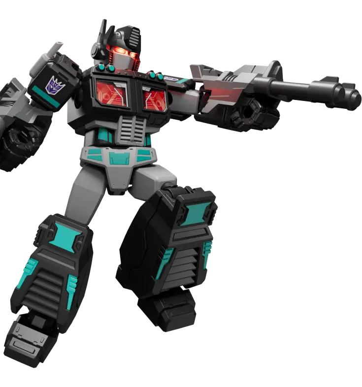 Transformers Blokees Galaxy Version 04 Nemesis Prime model kit with glowing red eyes