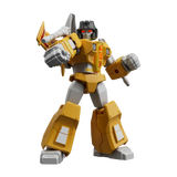 Transformers Blokees Shining Version 02 Sunstorm model kit figure with metallic yellow design.