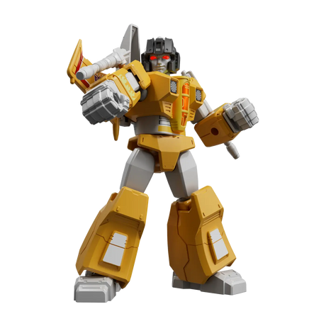 Transformers Blokees Shining Version 02 Sunstorm model kit figure with metallic yellow design.