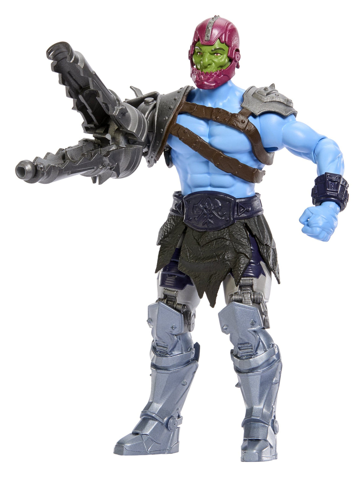 Trap Jaw Masters of the Universe action figure displaying transformed mechanical arm with opening cannon feature