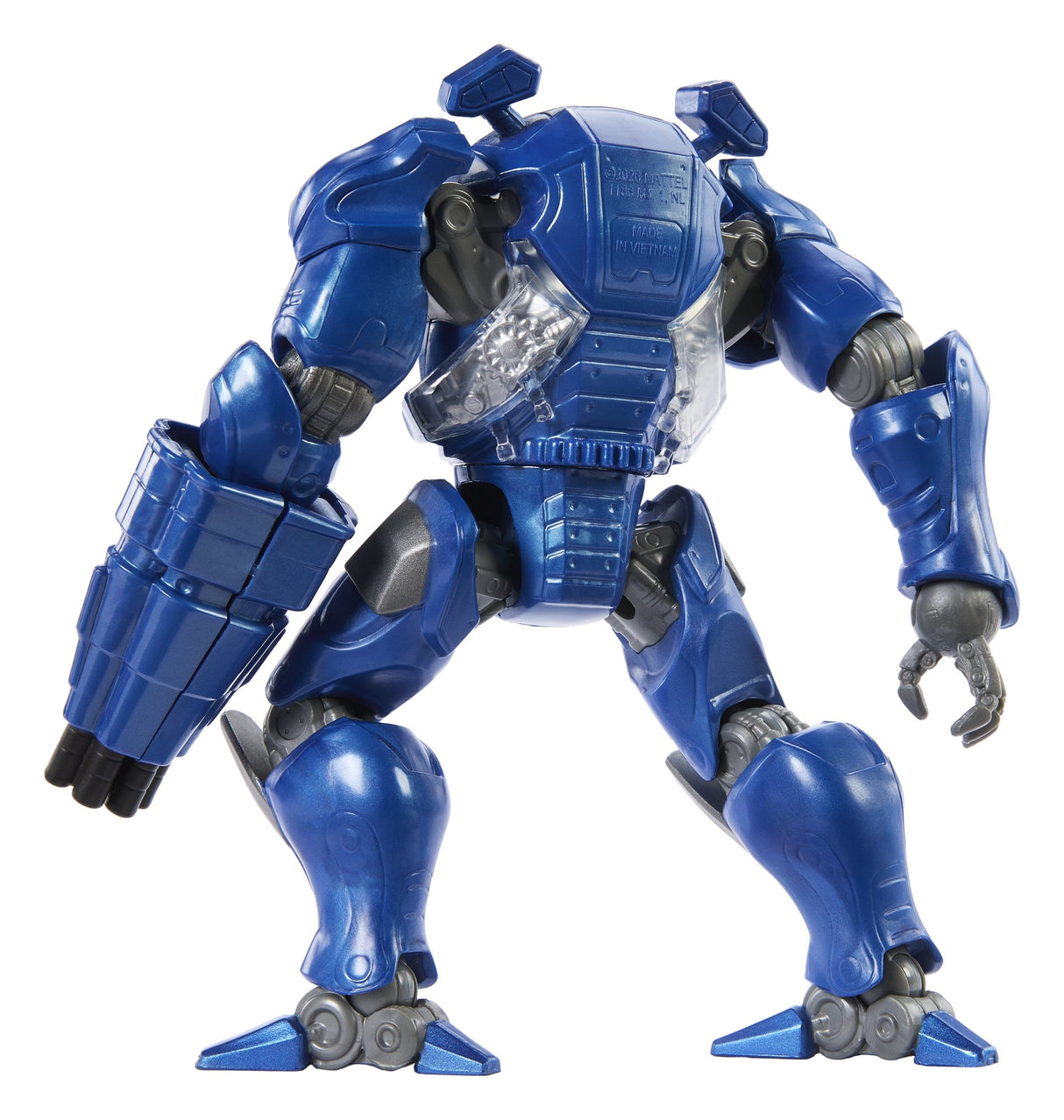 Rear view of Roboto Masters of the Universe action figure showing mechanical design details