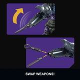 Trap Jaw Cannon Transform weapon feature demonstrating interchangeable hook and blade attachments