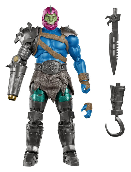Trap Jaw Masters of the Universe Chronicles 2026 movie action figure with mechanical jaw and hook arm