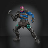 Close-up of Trap Jaw movie action figure featuring mechanical jaw and armored design