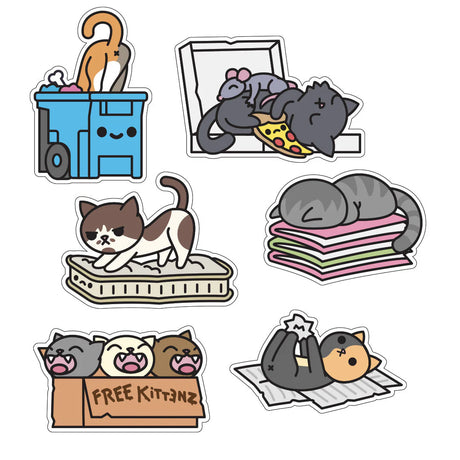 Trash Kitties Jumbo Sticker Pack Series 3 featuring oversized glossy vinyl stickers of cats in trashy and cozy scenes