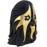 Thrashbacca Black and Gold resin statue angled view showing metallic mask details